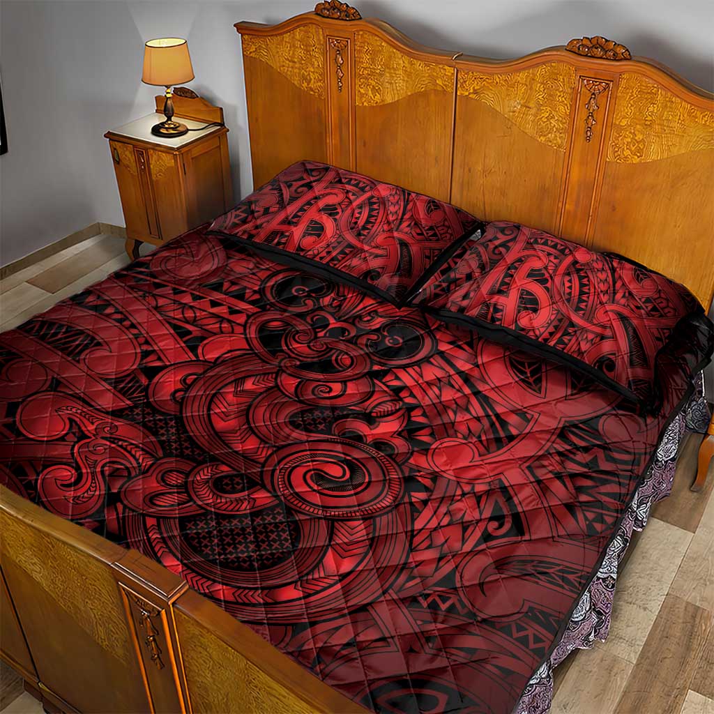 Aotearoa Maori Hei Tiki Quilt Bed Set Whero Kowhaiwhai Puhoro Motif