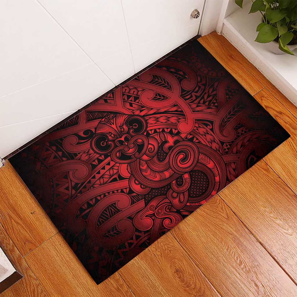 Aotearoa Maori Hei Tiki Rubber Doormat Whero Kowhaiwhai Puhoro Motif