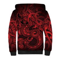 Aotearoa Maori Hei Tiki Sherpa Hoodie Whero Kowhaiwhai Puhoro Motif LT9 - Polynesian Pride