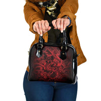 Aotearoa Maori Hei Tiki Shoulder Handbag Whero Kowhaiwhai Puhoro Motif