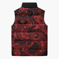 Aotearoa Maori Hei Tiki Sleeveless Puffer Jacket Whero Kowhaiwhai Puhoro Motif LT9 - Polynesian Pride