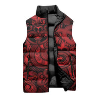 Aotearoa Maori Hei Tiki Sleeveless Puffer Jacket Whero Kowhaiwhai Puhoro Motif LT9 - Polynesian Pride
