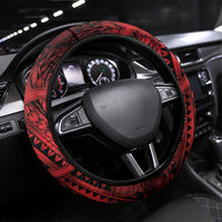 Aotearoa Maori Hei Tiki Steering Wheel Cover Whero Kowhaiwhai Puhoro Motif