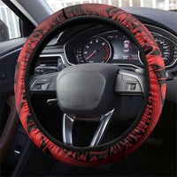 Aotearoa Maori Hei Tiki Steering Wheel Cover Whero Kowhaiwhai Puhoro Motif