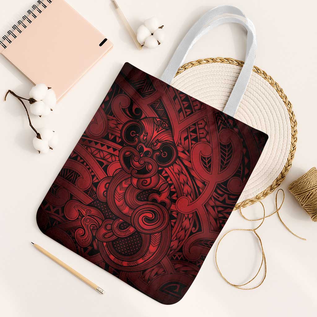 Aotearoa Maori Hei Tiki Tote Bag Whero Kowhaiwhai Puhoro Motif