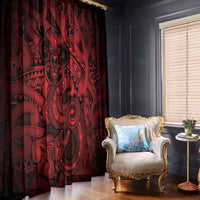 Aotearoa Maori Hei Tiki Window Curtain Whero Kowhaiwhai Puhoro Motif