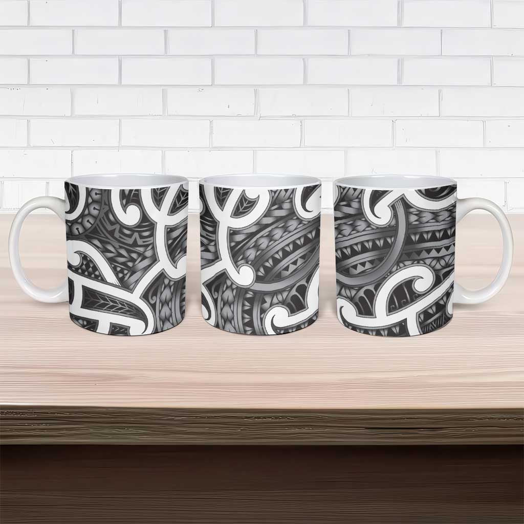 Aotearoa Maori Kowhaiwhai Ceramic Mug Kiwikiwi Puhoro and Patiki