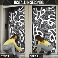 Aotearoa Maori Kowhaiwhai Door Cover Kiwikiwi Puhoro and Patiki