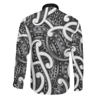 Aotearoa Maori Kowhaiwhai Family Matching Long Sleeve Bodycon Dress and Hawaiian Shirt Kiwikiwi Puhoro and Patiki LT9 - Polynesian Pride