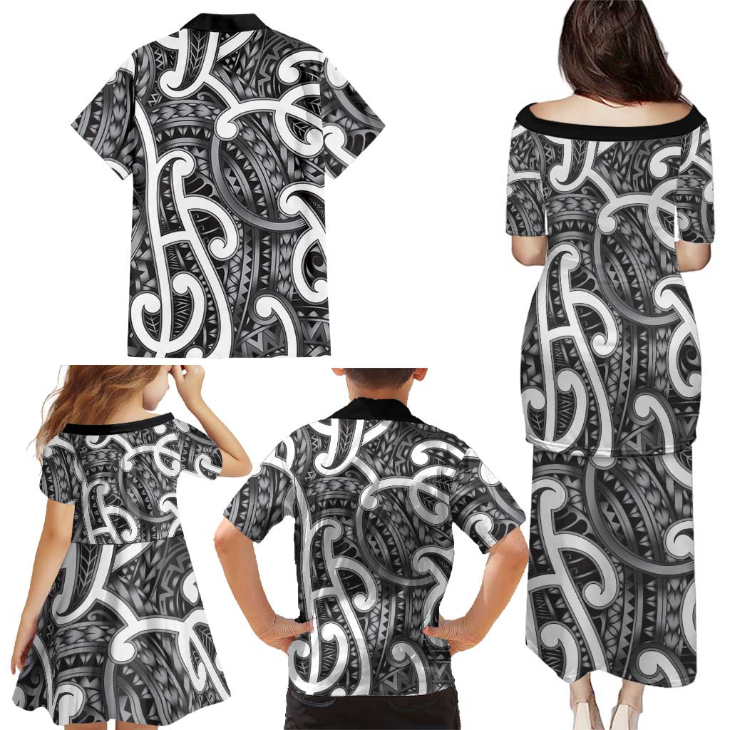 Aotearoa Maori Kowhaiwhai Family Matching Puletasi and Hawaiian Shirt Kiwikiwi Puhoro and Patiki LT9 - Polynesian Pride