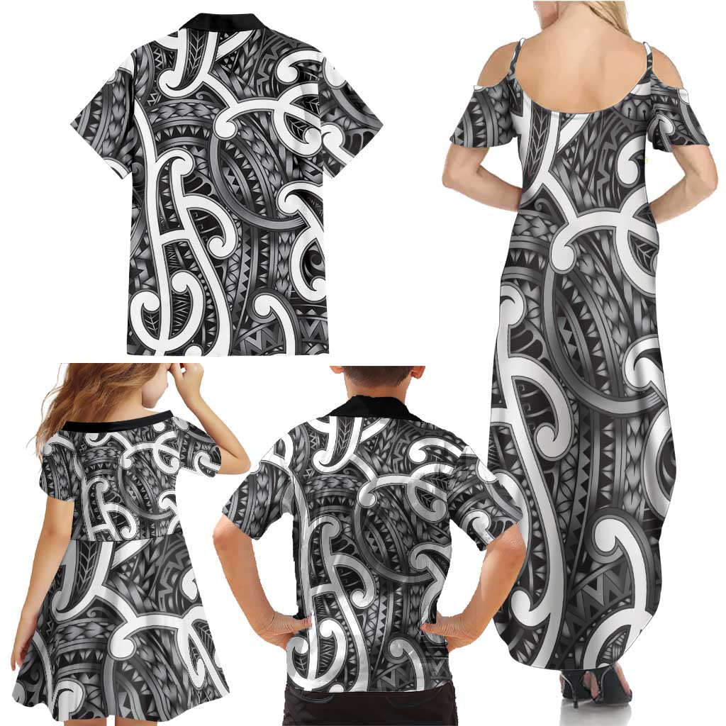 Aotearoa Maori Kowhaiwhai Family Matching Summer Maxi Dress and Hawaiian Shirt Kiwikiwi Puhoro and Patiki LT9 - Polynesian Pride
