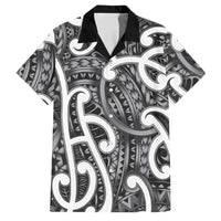 Aotearoa Maori Kowhaiwhai Family Matching Tank Maxi Dress and Hawaiian Shirt Kiwikiwi Puhoro and Patiki LT9 Dad's Shirt - Short Sleeve Grey - Polynesian Pride