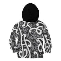 Aotearoa Maori Kowhaiwhai Kid Hoodie Kiwikiwi Puhoro and Patiki