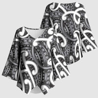Aotearoa Maori Kowhaiwhai Kimono Sleeve Blouse Kiwikiwi Puhoro and Patiki