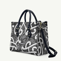Aotearoa Maori Kowhaiwhai Leather Bag Kiwikiwi Puhoro and Patiki