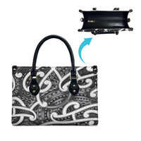 Aotearoa Maori Kowhaiwhai Leather Bag Kiwikiwi Puhoro and Patiki