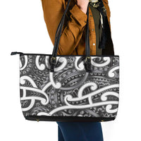 Aotearoa Maori Kowhaiwhai Leather Tote Bag Kiwikiwi Puhoro and Patiki