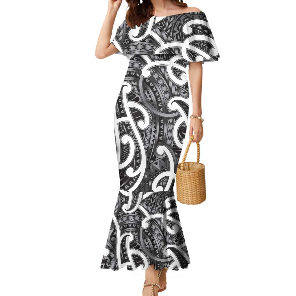 Aotearoa Maori Kowhaiwhai Mermaid Dress Kiwikiwi Puhoro and Patiki