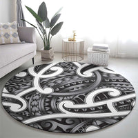 Aotearoa Maori Kowhaiwhai Round Carpet Kiwikiwi Puhoro and Patiki