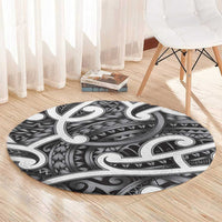 Aotearoa Maori Kowhaiwhai Round Carpet Kiwikiwi Puhoro and Patiki