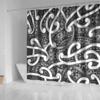 Aotearoa Maori Kowhaiwhai Shower Curtain Kiwikiwi Puhoro and Patiki