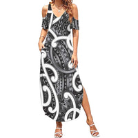 Aotearoa Maori Kowhaiwhai Summer Maxi Dress Kiwikiwi Puhoro and Patiki