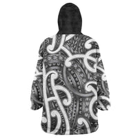 Aotearoa Maori Kowhaiwhai Wearable Blanket Hoodie Kiwikiwi Puhoro and Patiki