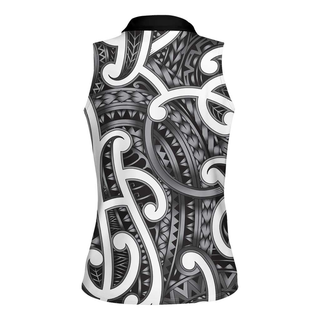 Aotearoa Maori Kowhaiwhai Women Sleeveless Polo Shirt Kiwikiwi Puhoro and Patiki LT9 - Polynesian Pride