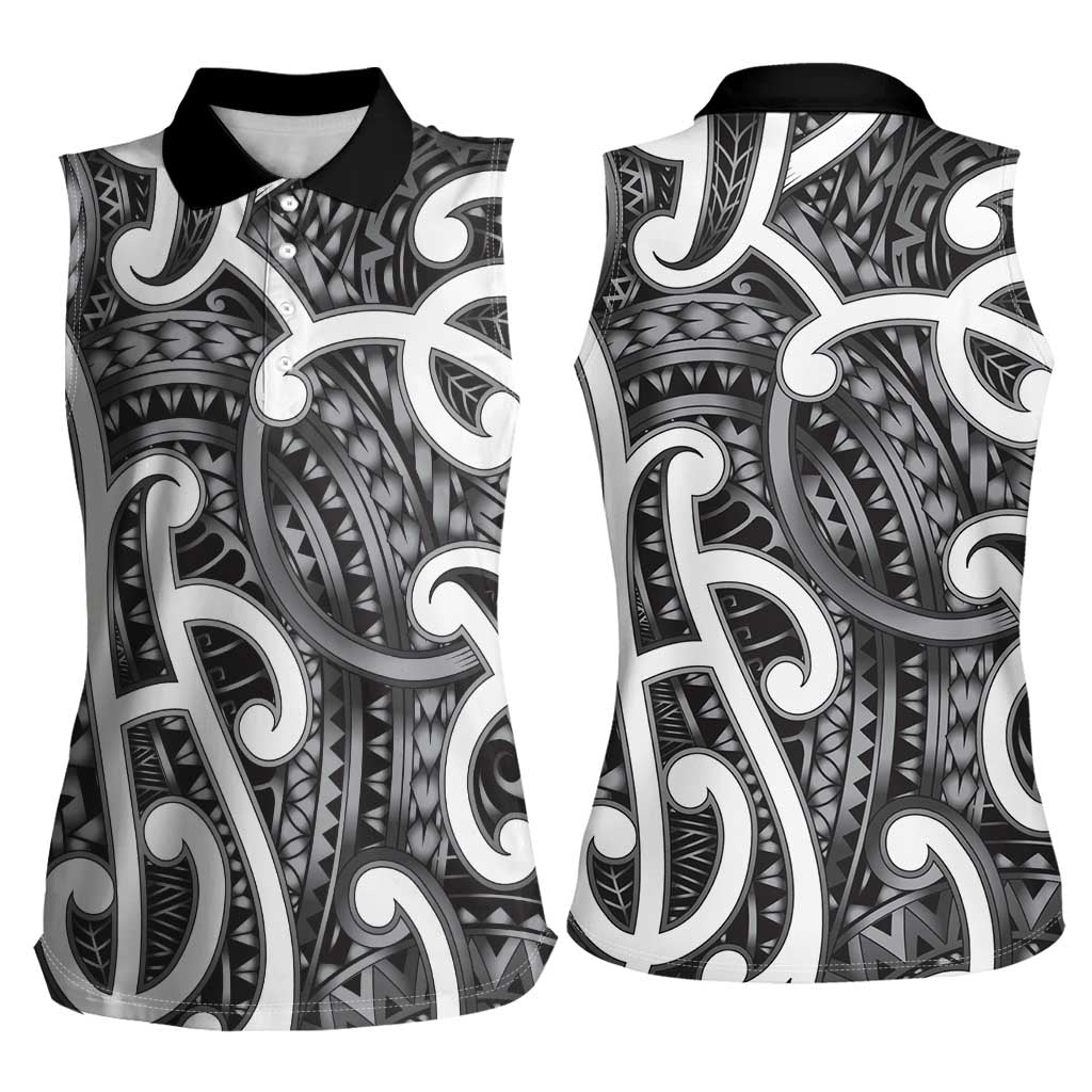 Aotearoa Maori Kowhaiwhai Women Sleeveless Polo Shirt Kiwikiwi Puhoro and Patiki LT9 - Polynesian Pride