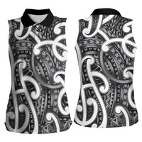 Aotearoa Maori Kowhaiwhai Women Sleeveless Polo Shirt Kiwikiwi Puhoro and Patiki LT9 - Polynesian Pride
