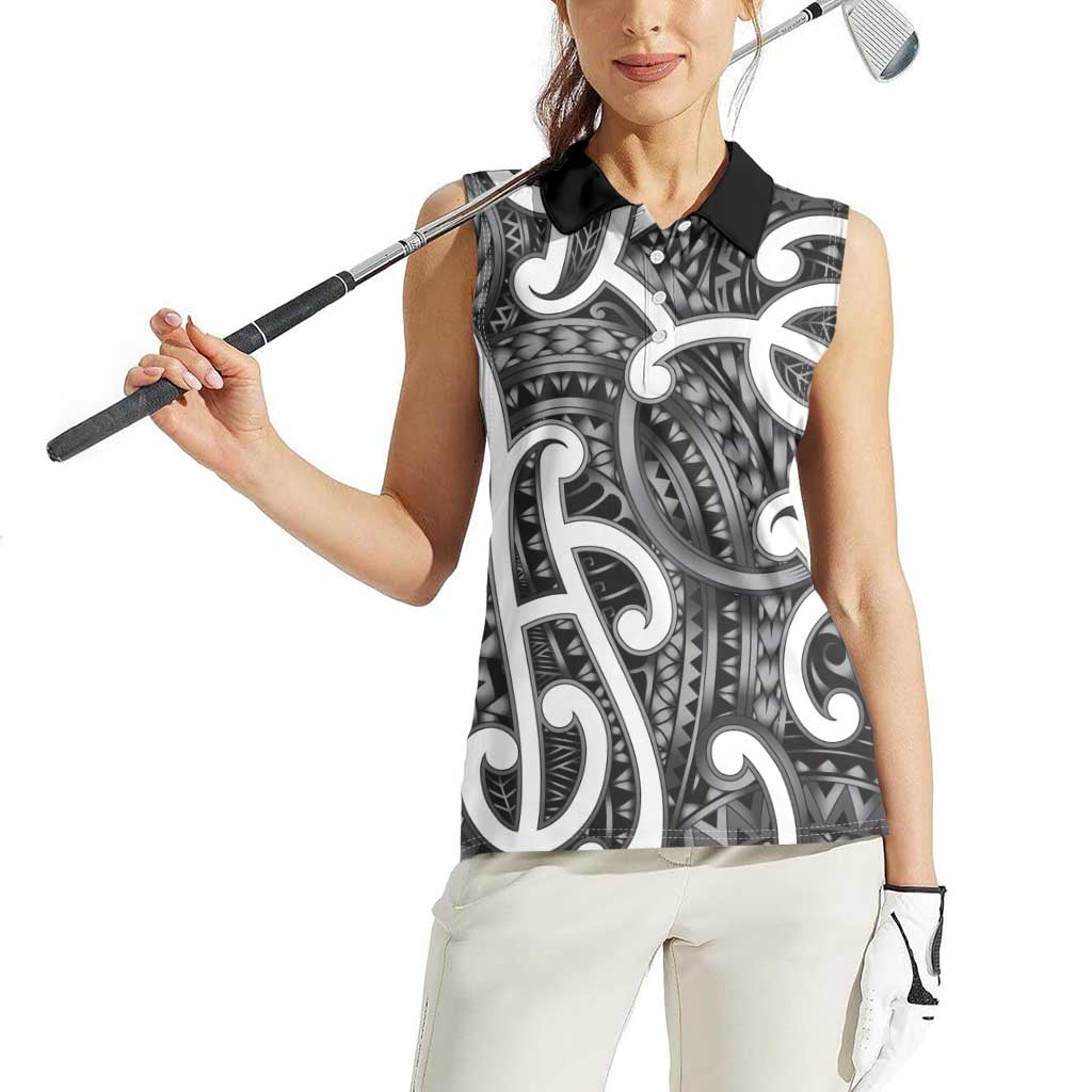 Aotearoa Maori Kowhaiwhai Women Sleeveless Polo Shirt Kiwikiwi Puhoro and Patiki LT9 - Polynesian Pride