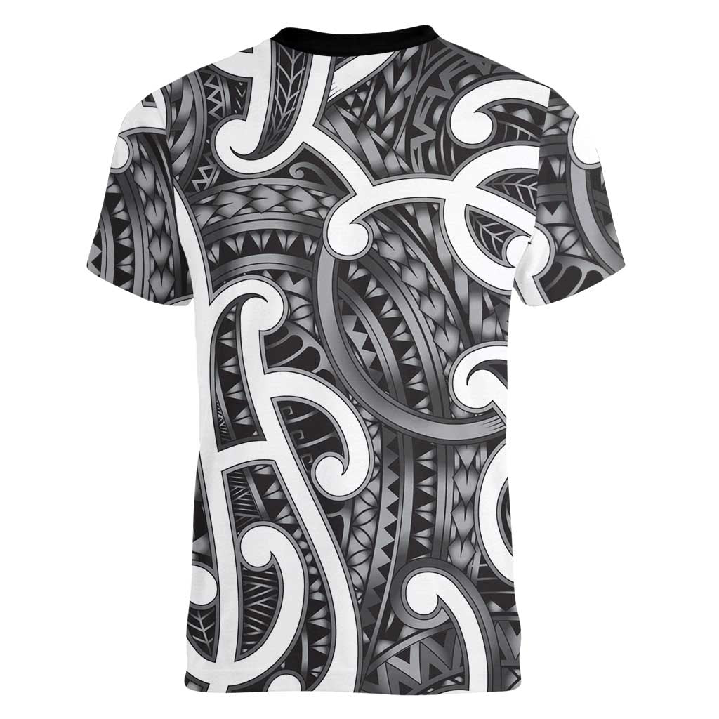 Aotearoa Maori Kowhaiwhai Women V-Neck T-Shirt Kiwikiwi Puhoro and Patiki LT9 - Polynesian Pride