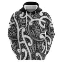 Aotearoa Maori Kowhaiwhai Zip Hoodie Kiwikiwi Puhoro and Patiki