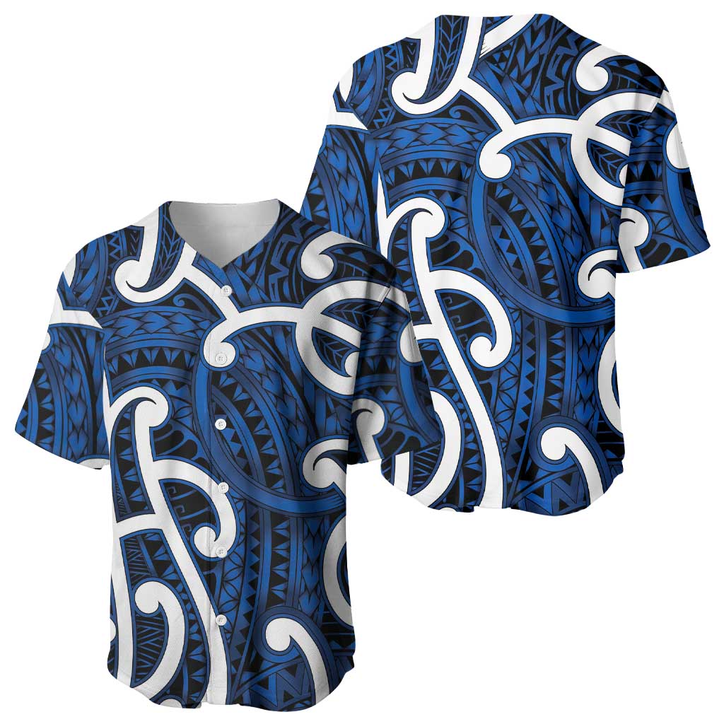 Aotearoa Maori Kowhaiwhai Baseball Jersey Kikorangi Puhoro and Patiki