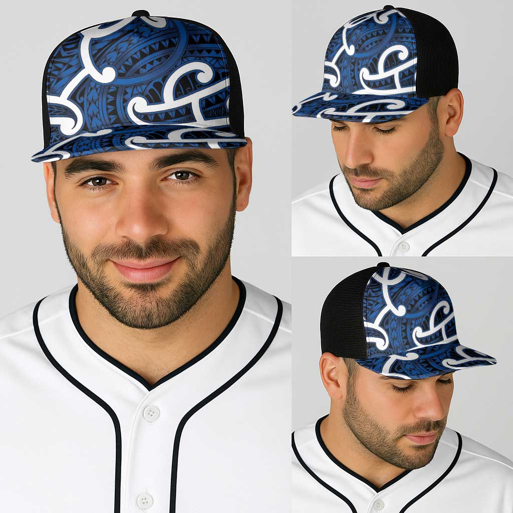 Aotearoa Maori Kowhaiwhai Baseball Net Cap Kikorangi Puhoro and Patiki LT9 - Polynesian Pride