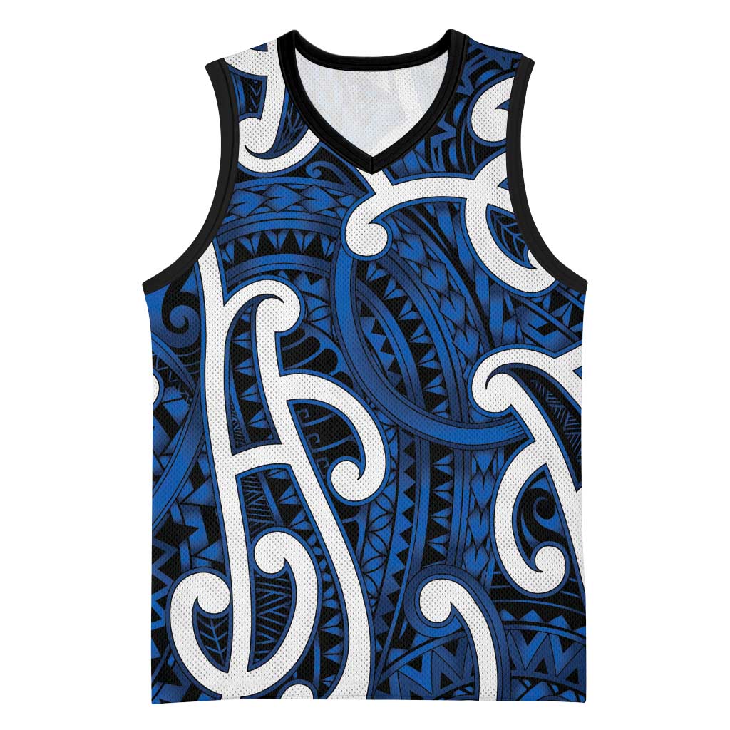 Aotearoa Maori Kowhaiwhai Basketball Jersey Kikorangi Puhoro and Patiki