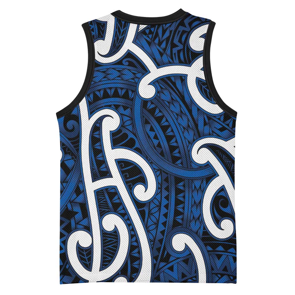 Aotearoa Maori Kowhaiwhai Basketball Jersey Kikorangi Puhoro and Patiki