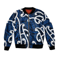 Aotearoa Maori Kowhaiwhai Bomber Jacket Kikorangi Puhoro and Patiki