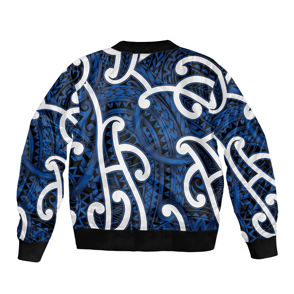 Aotearoa Maori Kowhaiwhai Bomber Jacket Kikorangi Puhoro and Patiki