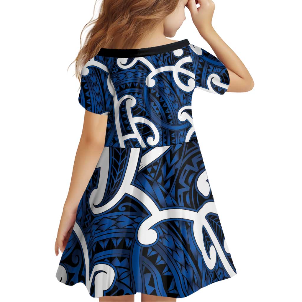 Aotearoa Maori Kowhaiwhai Family Matching Off The Shoulder Long Sleeve Dress and Hawaiian Shirt Kikorangi Puhoro and Patiki LT9 - Polynesian Pride