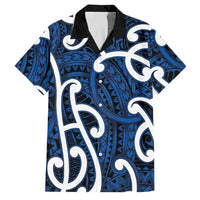 Aotearoa Maori Kowhaiwhai Family Matching Off Shoulder Maxi Dress and Hawaiian Shirt Kikorangi Puhoro and Patiki LT9 Dad's Shirt - Short Sleeve Blue - Polynesian Pride