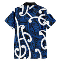 Aotearoa Maori Kowhaiwhai Family Matching Short Sleeve Bodycon Dress and Hawaiian Shirt Kikorangi Puhoro and Patiki LT9 - Polynesian Pride