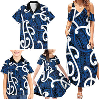 Aotearoa Maori Kowhaiwhai Family Matching Summer Maxi Dress and Hawaiian Shirt Kikorangi Puhoro and Patiki LT9 - Polynesian Pride