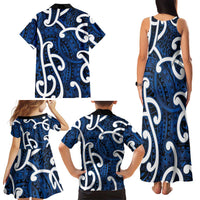 Aotearoa Maori Kowhaiwhai Family Matching Tank Maxi Dress and Hawaiian Shirt Kikorangi Puhoro and Patiki LT9 - Polynesian Pride