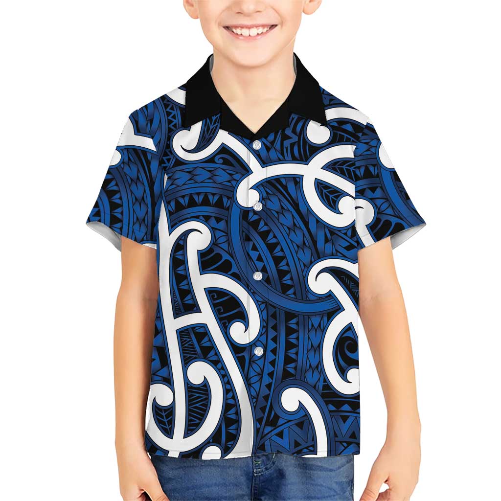 Aotearoa Maori Kowhaiwhai Kid Hawaiian Shirt Kikorangi Puhoro and Patiki LT9 Kid Blue - Polynesian Pride