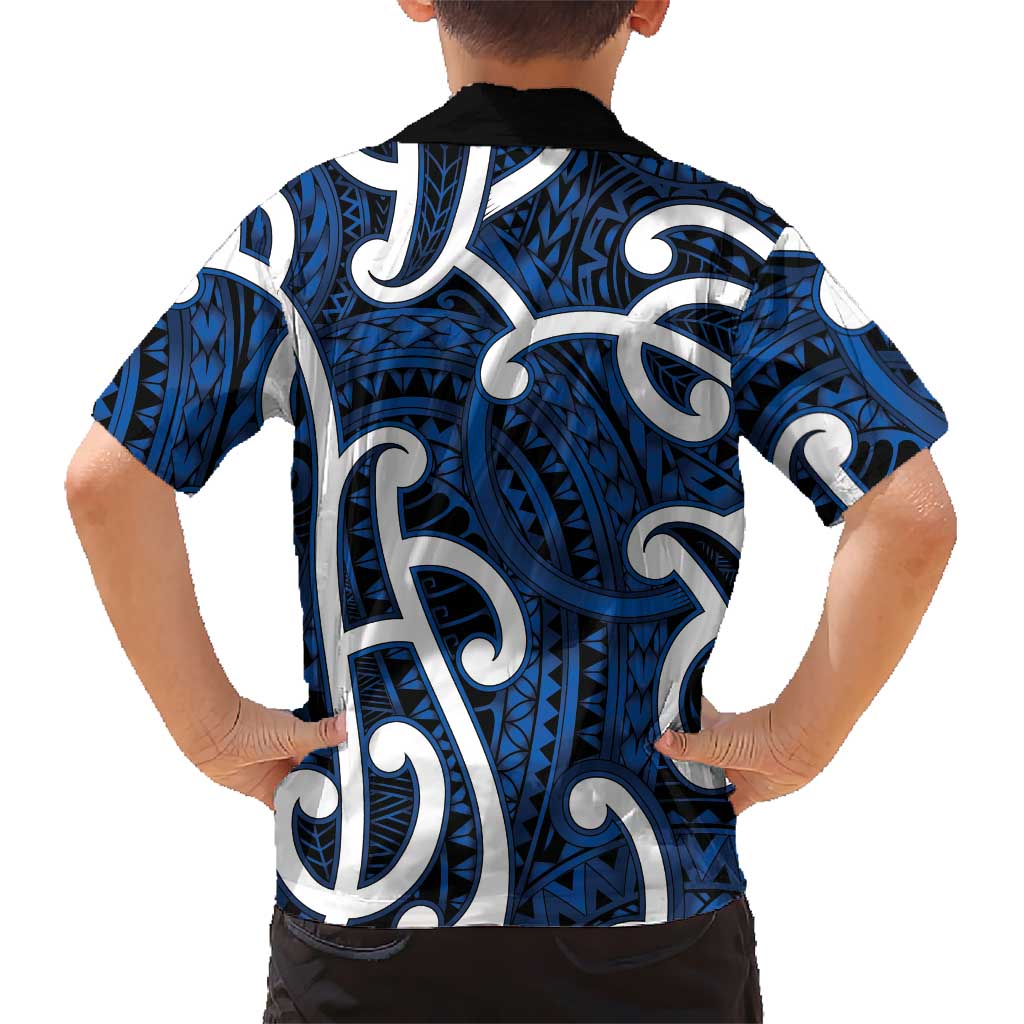 Aotearoa Maori Kowhaiwhai Kid Hawaiian Shirt Kikorangi Puhoro and Patiki LT9 - Polynesian Pride