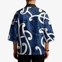 Aotearoa Maori Kowhaiwhai Kimono Kikorangi Puhoro and Patiki