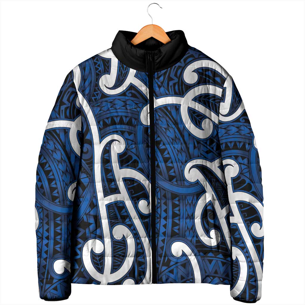 Aotearoa Maori Kowhaiwhai Padded Jacket Kikorangi Puhoro and Patiki