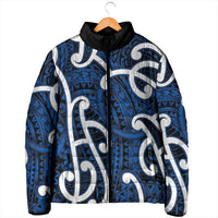 Aotearoa Maori Kowhaiwhai Padded Jacket Kikorangi Puhoro and Patiki