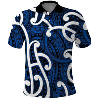 Aotearoa Maori Kowhaiwhai Polo Shirt Kikorangi Puhoro and Patiki LT9 Blue - Polynesian Pride